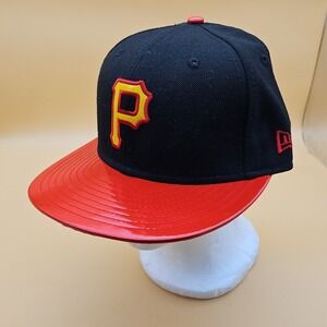 Pittsburgh Pirates Hat Cap New Era Fitted Size 7 1/4 Black Red MLB Baseball